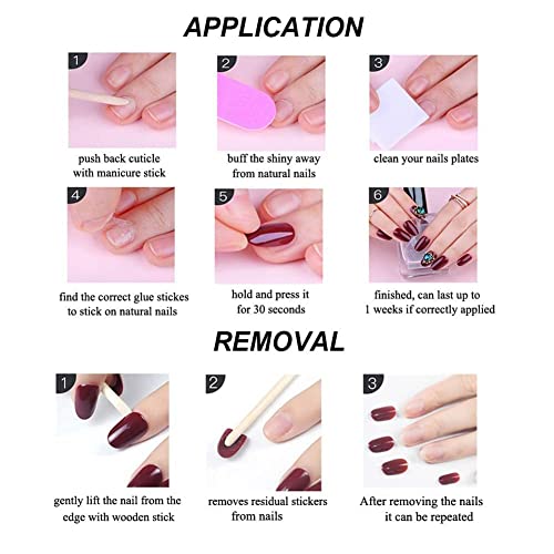 Magrace Square Press on Nails Short Fake Nails Nude Pink French Tips Acrylic Full Cover 24 PCS False Nails for Women and Girls (A-4)