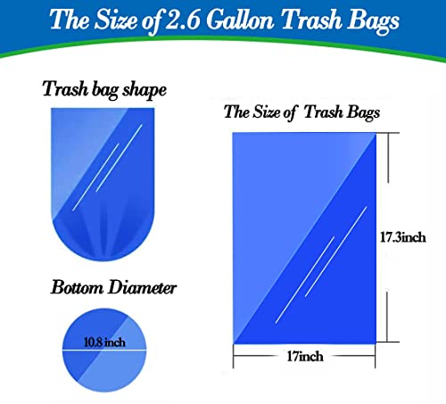 2.6 Gallon Grey trash can liners 300 counts,Small trash bags garbage Bags, Extra Strong 1 2 Gal garbage Bags, Fit 4.5-6 liters trash Bin, bathroom trash can liners for Home Office bedroom(Grey 300)