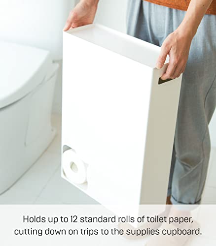 YAMAZAKI home 2294 Toilet Paper Stocker-Bathroom Storage Organizer Dispenser, One Size, White