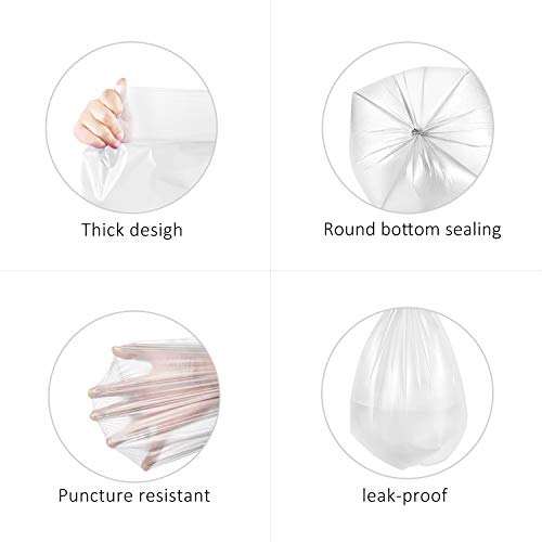 10 Gallon 40 Counts Strong Trash Bags Garbage Bags by Teivio, Bathroom Trash Can Bin Liners, Plastic Bags for home office kitchen, Clear