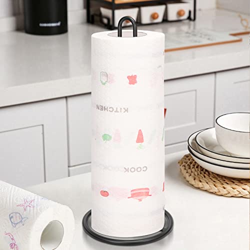 NearMoon Paper Towel Holder/Stand Dispenser, Sturdy, All Metal, Standard or Jumbo-Sized for Kitchen Countertop, Farmhouse, Living Room (1 Pack, Matte Black)