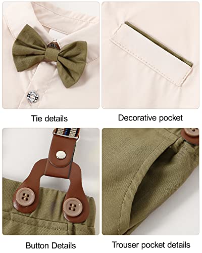 Toddler Baby Boy Clothes 1-5T Boy Gentleman Suit Long Sleeves Shirt + Suspender Pants + Bowtie Toddler Boy Outfits