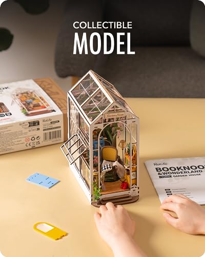 Rolife DIY Book Nook Kits Garden House, 3D Creative Decorative Bookend Book Nook Miniature Kit Bookshelf Insert 3D Puzzle for Adults, DIY Crafts/Gift/Home Decor for Teens&Adults(Garden House)