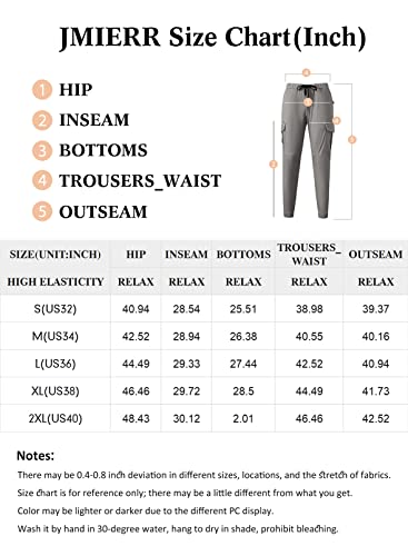 JMIERR Men's Fashion Cargo Pants - Casual Cotton Tapered Stretch Twill Chino Athletic Joggers Sweatpants Drawstring Workout Trousers with Pockets for Men Slim Fit, US 32(S), A Grey 2