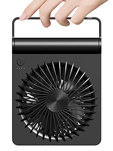 FERRISA Desk Fan, Small But Powerful, Portable Fan Battery Operated, 220° Tilt Folding Ultra Quiet mini Personal Fan, Strong Wind, 3 Speed Adjustable For Home Office Desktop Travel Camping (Black)