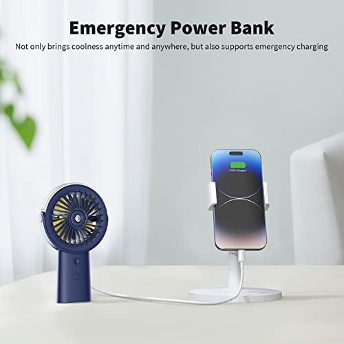 Otlonpe Misting Fan Portable Handheld Fan, 4000mAh Hand Held Mist Fan Rechargeable Power Bank, 90° Adjustable Small Mister Fan, Personal Cooling Water Spray Fan for Men Women Travel Home Outdoor