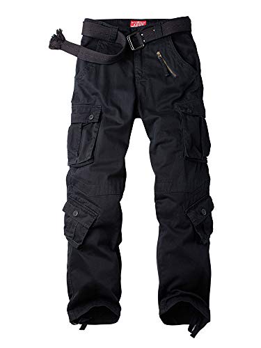 Alfiudad Womens Cargo Pants with Pockets, Women's Casual Military Army Hiking Combat Tactical Work Pants Trousers,Black,26(US 2)