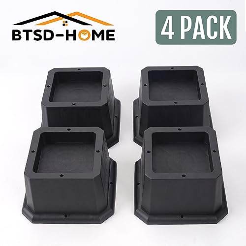 BTSD-home Furniture Risers 2 Inch Bed Risers Heavy Duty Adjustable Dorm Bed Lifts Risers Table Desks Legs Blocks 4 Pack Black