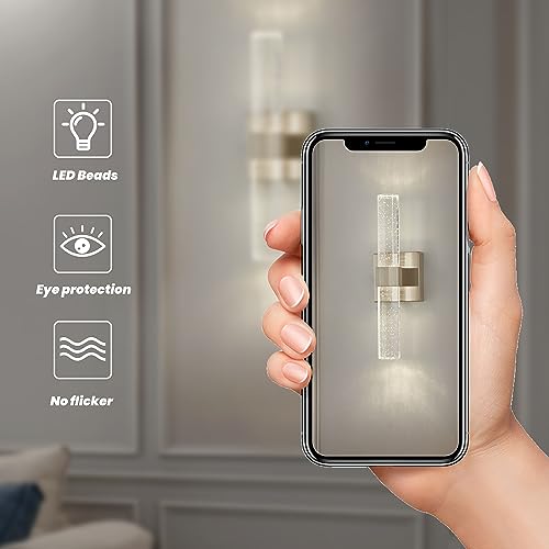 OYLYW Dimmable Bathroom Vanity Light fixtures Over Mirror Set of 2 Modern led Brushed Nickel Wall lamp Bubble Glass sconces Wall Lighting for Bathroom Bedroom Bedside Hallway