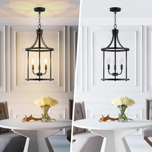 PARTPHONER Chandelier Pendant Light Fixture, 3 Light Farmhouse Black Chandelier Pendant Lighting，Open Frame Hanging Light Fixture for Dining Room Foyer Entrance Kitchen Island