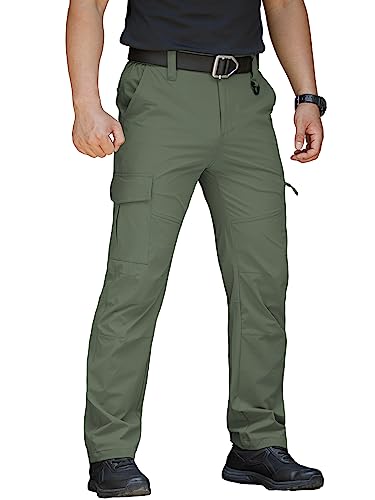 MANSDOUR Men's Hiking Pants Lightweight Quick Dry Work Cargo Pants for Men Water Resistant Tactical Trousers Outdoor Travel Fishing Pants Breathable Causal Camping Pants with Multi Pockets