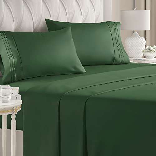 King Size Sheet Set - Breathable & Cooling - Hotel Luxury Bed Sheets - Extra Soft - Deep Pockets - Easy Fit - 4 Piece Set - Wrinkle Free - Comfy - Emerald Green Bed Sheets - Kings Sheets - 4 PC