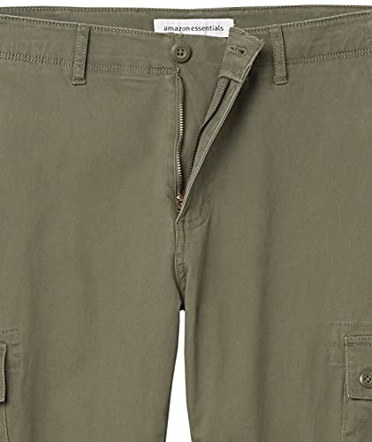 Amazon Essentials Men's Slim-Fit Stretch Cargo Pant, Olive, 34W x 32L