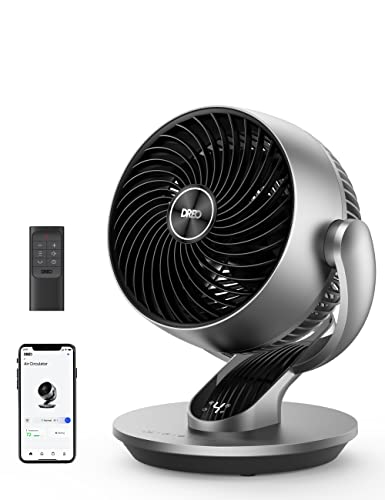 Dreo Smart Table Fans for Bedroom, 120°+90° Oscillating Fans with Remote/Voice/Wifi/Alexa Control, Powerful 70 ft Air Circulator Fan, 4 Speeds, 5 Modes, 12H Timer, 9 Inch Quiet Fan for Office, Home