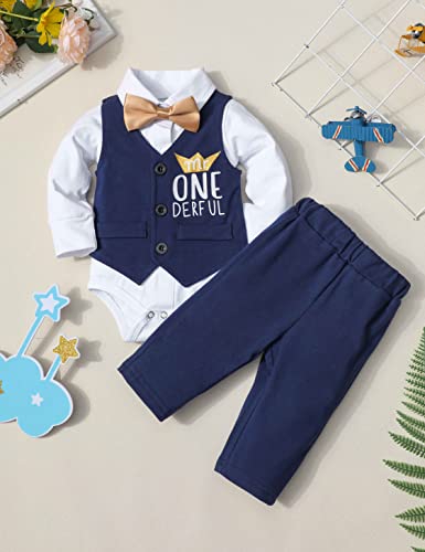 Queenstyle First Birthday Boy Outfit Bowtie Romper 1st Birthday Outfit Boy Gentleman Suit First Birthday Outfit Boy