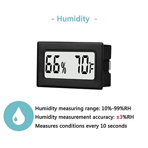 6 Pack Mini Small Digital Hygrometer Thermometer Indoor Temperature and Humidity Meter Gauge with Temp Humidity Sensor Monitor Fahrenheit (℉) for Jars,Home,Room