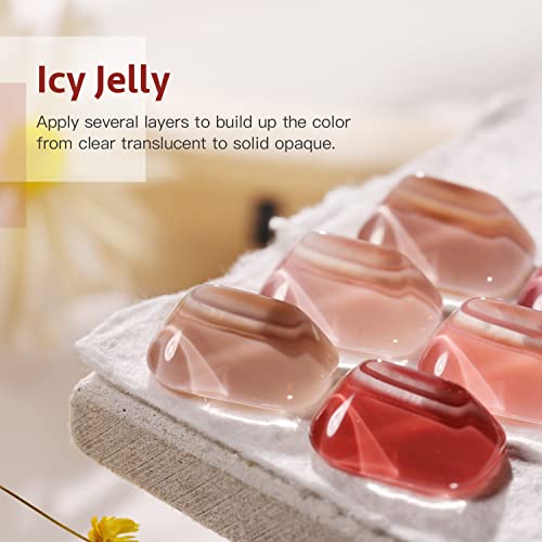 GAOY Icy Jelly Gel Nail Polish Set of 6 Colors Including Red Pink Nude Gel Polish Kit UV LED Soak Off Polish Home DIY Manicure Nail Salon Varnish