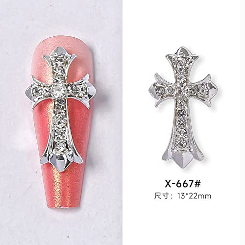 10pcs Retro Cross Nail Charm, Alloy Rhinestones Cross Charms Punk Gothic Nail Art Supplies for Acrylic Nail Decoration, Nail Accessories for Nail DIY Design