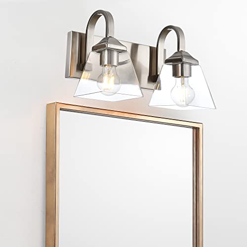 TULUCE 2 Light Bathroom Vanity Lights,Brushed Nickel Sconce Wall Lighting Modern Wall Sconce Wall Mount Lamp with Clear Glass Shade for Mirror Bedroom Powder Room Hallway