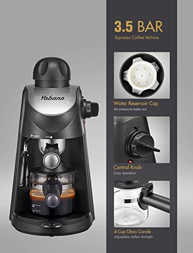 Yabano Espresso Machine, 3.5Bar Espresso Coffee Maker, Espresso and Cappuccino Machine with Milk Frother, Espresso Maker with Steamer