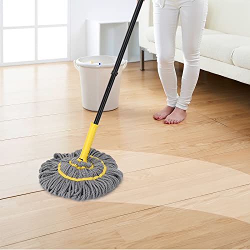 Self Wringing Twist Mop, Wet Mop for Floor Cleaning with 57 " Long Handle, Heavy Duty Floor Mop for Hardwood Vinyl Tile Marble Laminate Home Office Kitchen, Gray