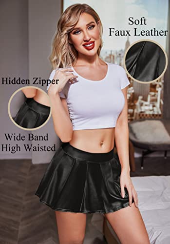 Avidlove Stretchy Shiny Metallic Mini Skirt for Women Sexy Nightout Wear Stripper Outfit