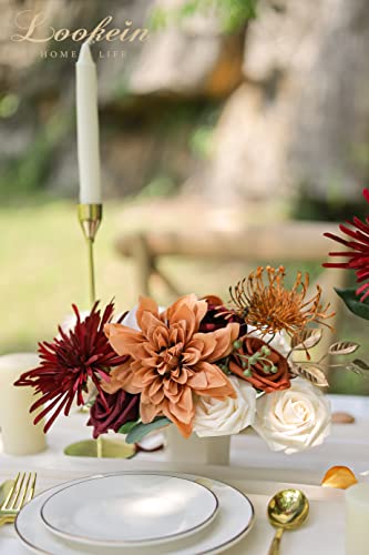 Lookein Artificial Flowers for DIY Wedding Decoration Bridal Bouquet Table Centerpieces Flower Garland Arch Flower Decoration Home Decor, Rustic Terracotta