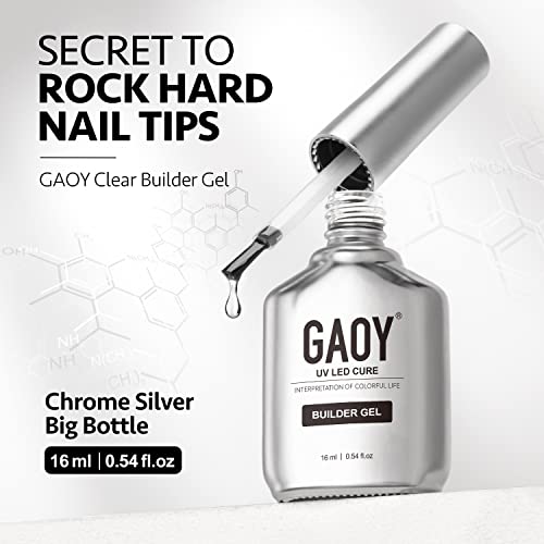 GAOY Clear Builder Gel for Nails, 16ml Nail Strengthener in a Bottle, Nail Extension Hard Gel, Soak Off Long Lasting UV Gel