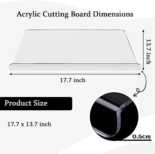 Acrylic Cutting Boards for Kitchen Counter, Acrylic Anti-Slip Transparent Cutting Board, Clear Cutting Board for Countertop, Suitable For Counter Countertop Protector Home Restaurant（18x14 in）