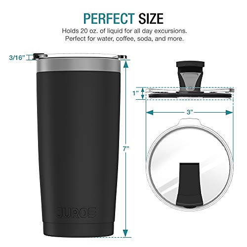 Juro Tumbler 20 Oz Stainless Steel Vacuum Insulated Tumbler with Lids and Straw [Travel Mug] Double Wall Water Coffee Cup for Home, Office, Outdoor Works Great for Ice Drinks and Hot Beverage - Black