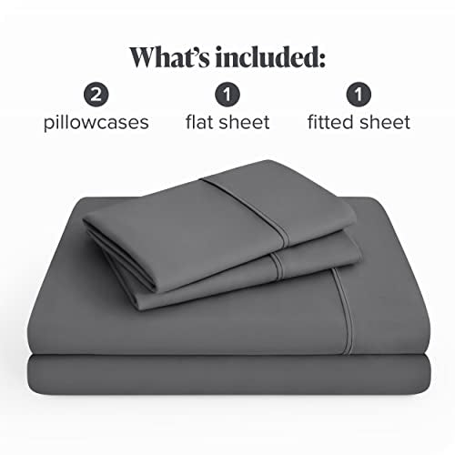 Bare Home Queen Sheet Set - Luxury 1800 Ultra-Soft Microfiber Queen Bed Sheets - Double Brushed - Deep Pockets - Easy Fit - 4 Piece Set - Bedding Sheets & Pillowcases (Queen, Grey)