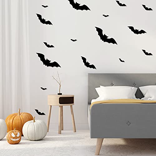 128PCS/4SIZE 3D Bats Sticker, Halloween Party Supplies Reusable Decorative Scary Wall Decal for Home Decor DIY Wall Decal.