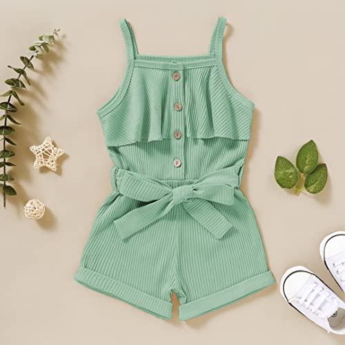 2 Year Old Girl Clothes Summer Toddler Baby Strap Sleeveless One Piece Romper Casual Summer Jumpsuit, Green Suspender Clothes 2-3T/100cm