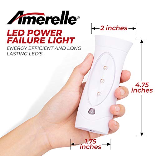 Amerelle LED Emergency Lights For Home Power Failure, 2 Pack – Triple Function Power Failure Light and Plug In Flashlight Combo, With Rechargeable Battery – Be Snow Storm & Hurricane Ready (71134)