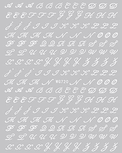 Old Letters Nail Art Stickers Decals Self-Adhesive 6 Sheets Old Alphabet Numbers Nail Stickers Decoration Accessories for Women Girls