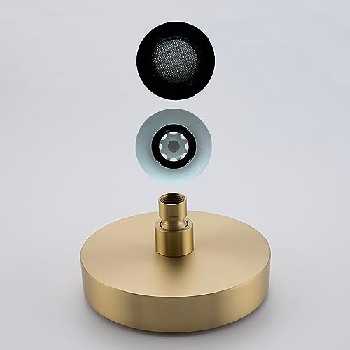 RANDOM 6 Inch Brushed Gold Shower Head High Pressure Magic Rain With 360 Adjustable Swivel Ball Joint with Filter, Solid Stainless Steel Showerhead, Luxury Modern Look.