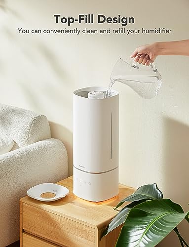 GoveeLife Smart 6L Humidifiers for Home Large Room, Top Fill Coll Mist Humidifier for Bedroom Last Up to 60H, Dual 360° Rotation Nozzles, Voice Control, WiFi Essential Oil Diffuser for Baby, Plants