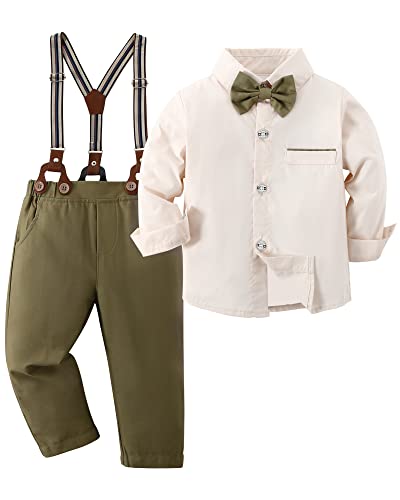 Toddler Baby Boy Clothes 1-5T Boy Gentleman Suit Long Sleeves Shirt + Suspender Pants + Bowtie Toddler Boy Outfits