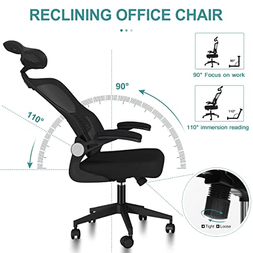 CBBPET Ergonomic Office Chair, Home Office Desk Chair,Adjustable Height Mesh Computer Chair with Lumbar Support and Wheels,Swivel Executive Task Chair, Black