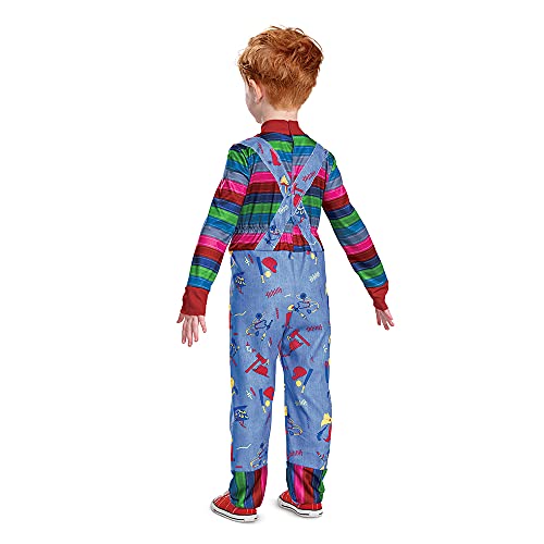 Chucky Costume for Toddlers, Official Childs Play Chucky Costume Jumpsuit and Mask Outfit, Classic Size Large (4-6) Multicolored