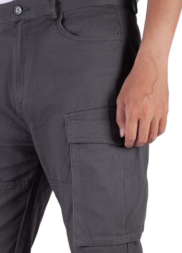 ITALYMORN Cargos Pants Men Relaxed Fit with 7 Pockets (34, Dark Grey)