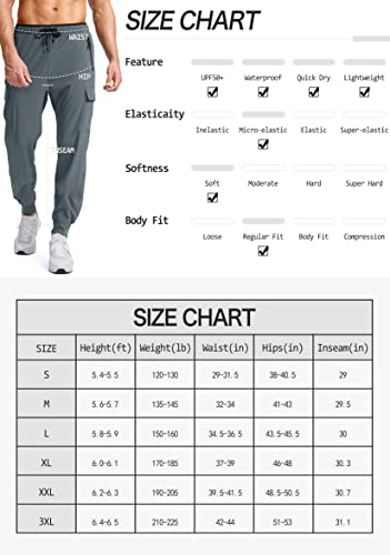 G Gradual Men's Joggers with Multi Pocket Lightweight Quick Dry Hiking Cargo Jogger Pants for Men Athletic Travel Golf Outdoor (Black, Medium)