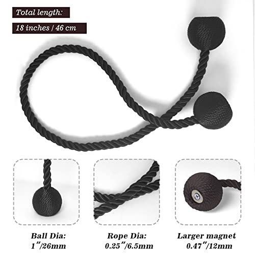 Hion Magnetic Curtain Tiebacks Black 2pcs, Curtain Tiebacks Buckles Holdbacks Holders Hooks Clip for Home Outdoor Bedroom Office Decorative Curtain