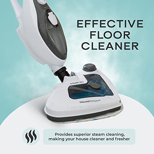 Steam and Go Steam Mop Floor Steamer with Handheld Steam Cleaner for Tile and Grout, Hardwood Floors, Laminate, Glass, Fabric, Upholstery, Garments, Metal, Carpet, Granite, and Countertops, 2-Tank Refilling System