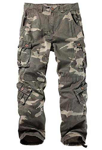 AKARMY Wild Cargo Pants, Casual Work Pants, Military Army Camo Combat Hiking Pants with 8 Pockets(No Belt) 3357 C34 Camo 40