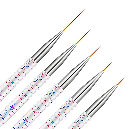 5Pcs Nail Art Liner Brushes, Etercycle Nail Gel Polish Painting Brush Set, Thin Nail Art Dotting Drawing Pen (7/9/11/15/20mm)