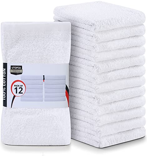 Utopia Towels Kitchen Bar Mops Towels, Pack of 12 Towels - 16 x 19 Inches, 100% Cotton Super Absorbent White Bar Towels, Multi-Purpose Cleaning Towels for Home and Kitchen Bars