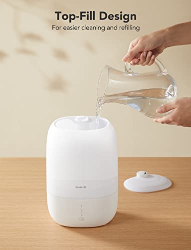 Govee Life Smart 3L Humidifiers for Bedroom, Top Fill Cool Mist Humidifiers with Essential Oil Diffuser, Humidity Control, WiFi Air Humidifier with Night Light, for Baby, Plants, Home, Work with Alexa