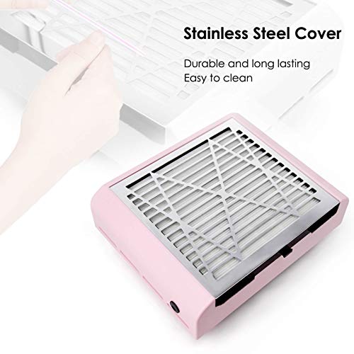 AONOLOVO Nail Dust Collector Machine, Upgraded Powerful Nail Vacuum Suction Fan Dust Extractor Manicure Tool for Acrylic Nail Poly Nail Extension Gel Removal, Pink