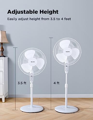 PELONIS 16'' Pedestal Remote Control Oscillating Stand Up Fan 7-Hour Timer, 3-Speed, and Adjustable Height,Electric Cooling Fans for Home Office Bedroom Use